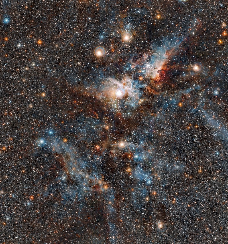 Nebula Carina yang dipotret oleh Teleskop VISTA milik ESO di Observatorium Paranal. ESO/J. Emerson/M. Irwin/J. Lewis